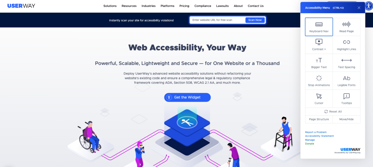 Screenshot Accessibility-Widget von userway