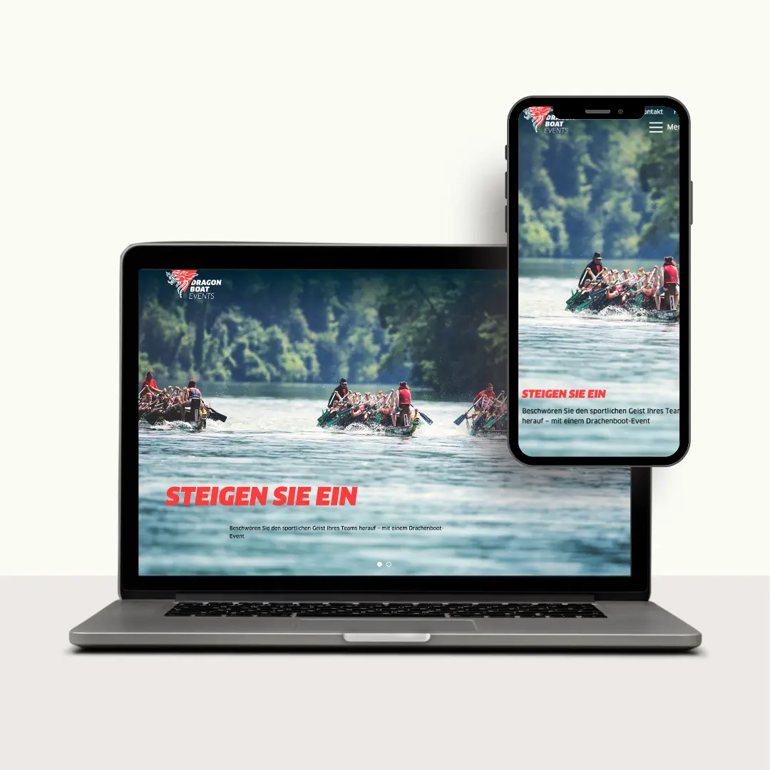 Desktop- und Mobile-Ansicht Startseite Dragonboatevents